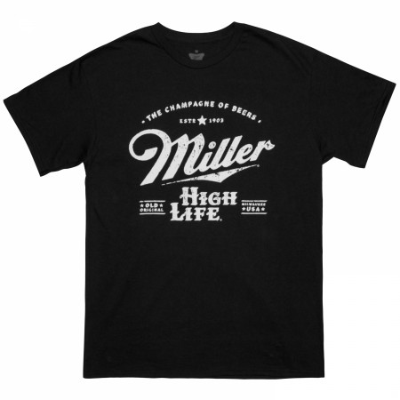 Miller High Life Old Original Front and Back Print Black T-Shirt